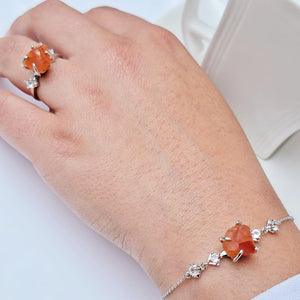Raw Carnelian Bracelet and Ring Set - Uniquelan Jewelry