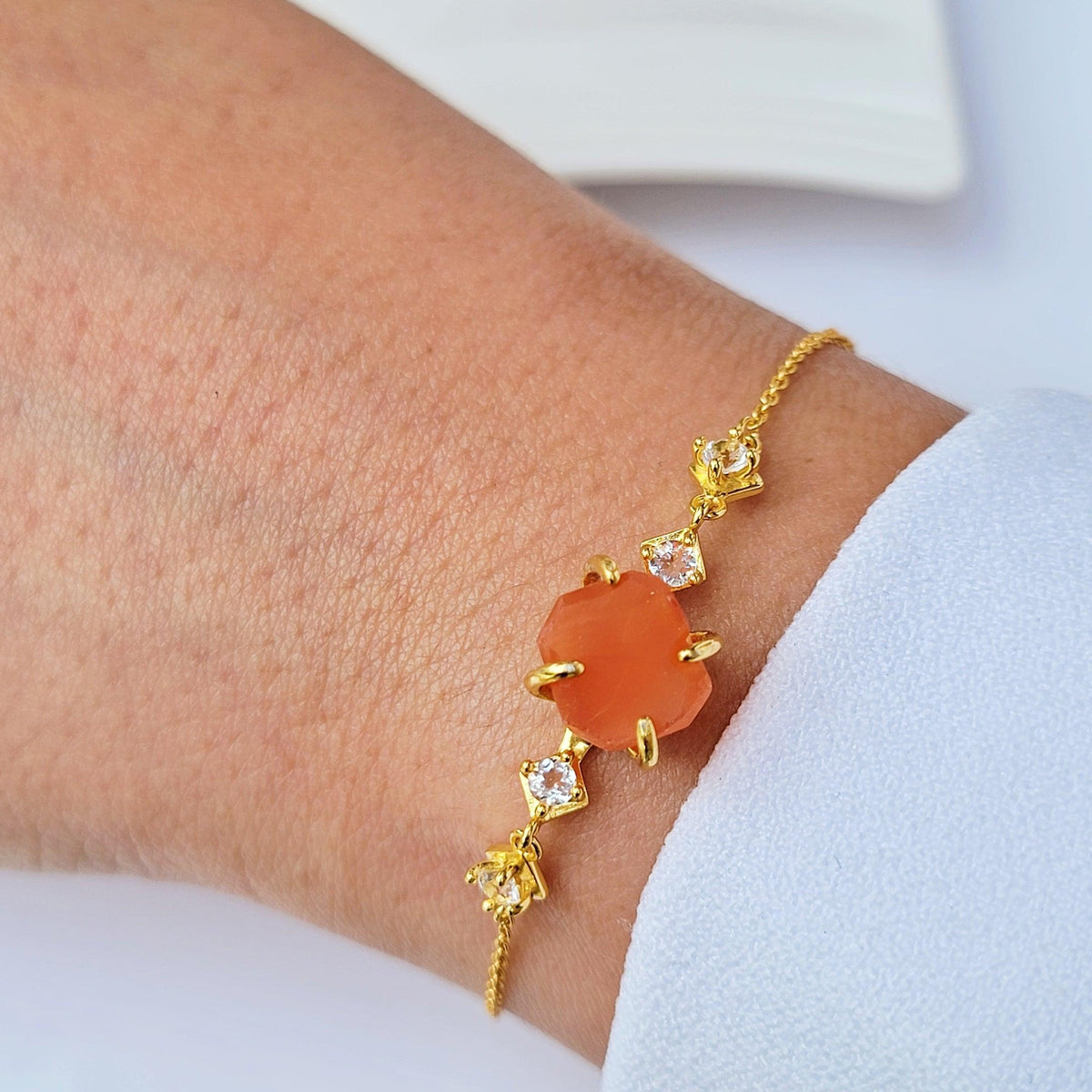 Raw Carnelian Chain Bracelet - Uniquelan Jewelry