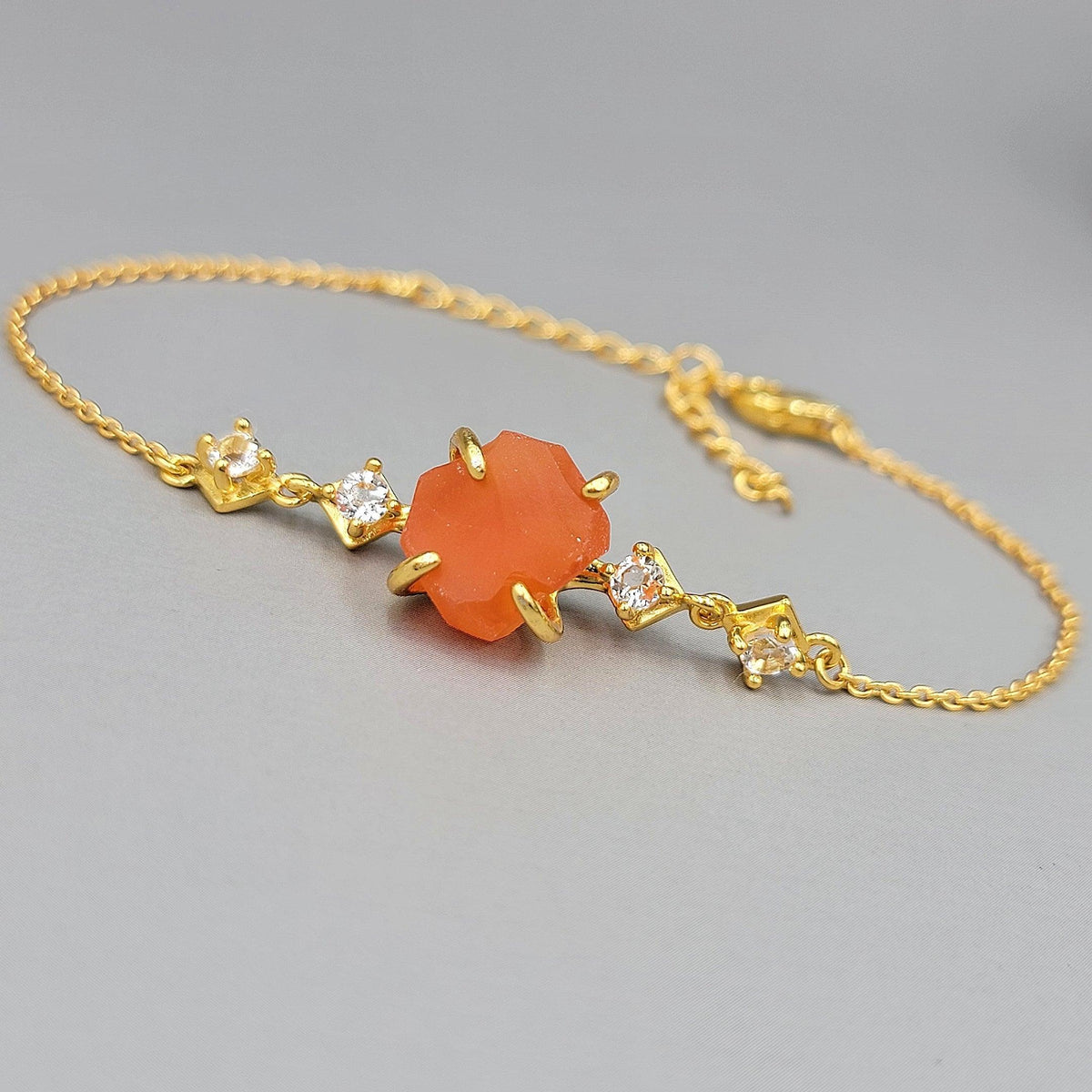 Raw Carnelian Chain Bracelet - Uniquelan Jewelry