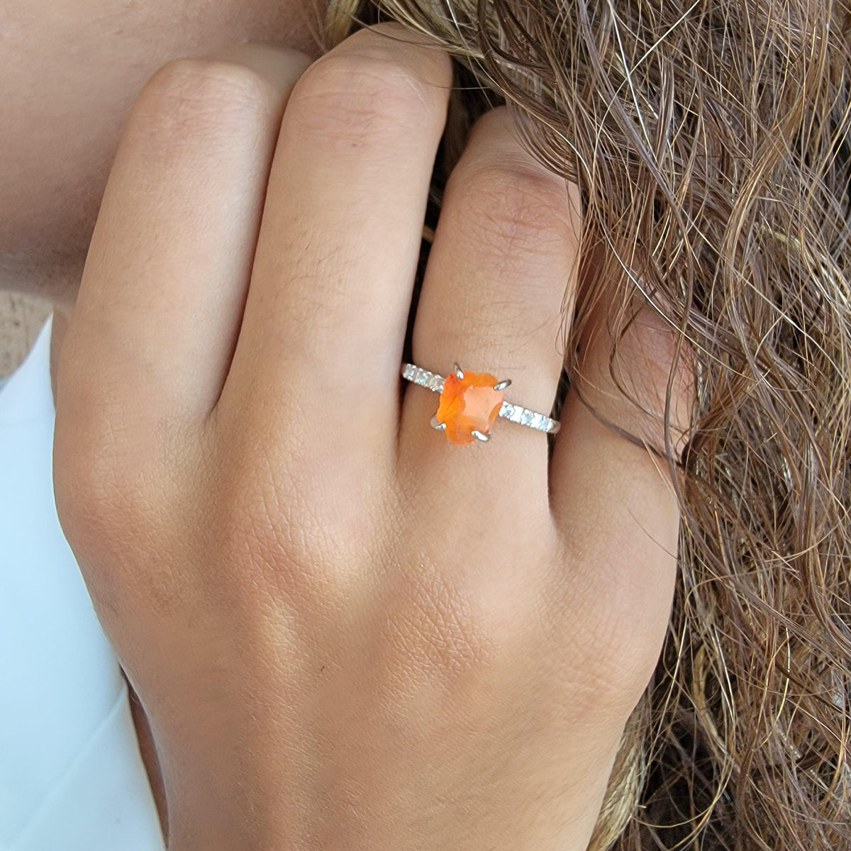 Raw carnelian Dainty Ring - Uniquelan Jewelry