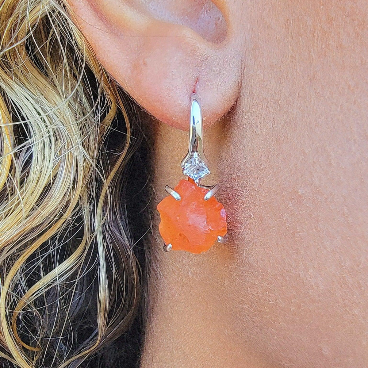Raw Carnelian Drop Earrings - Uniquelan Jewelry