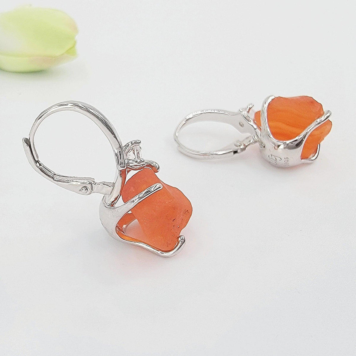 Raw Carnelian Drop Earrings - Uniquelan Jewelry