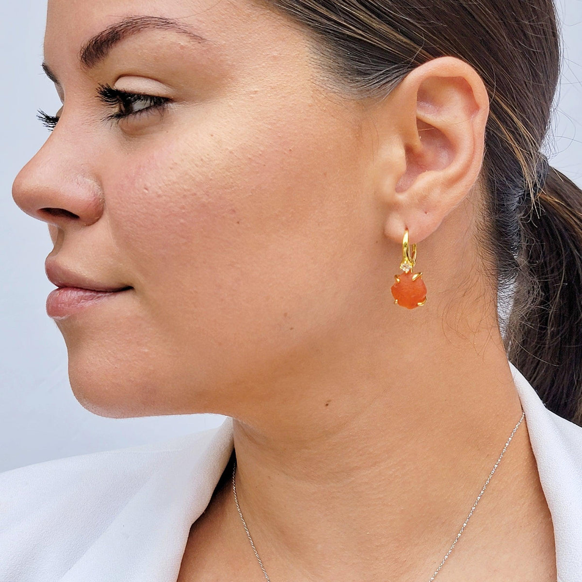 Raw Carnelian Drop Earrings - Uniquelan Jewelry