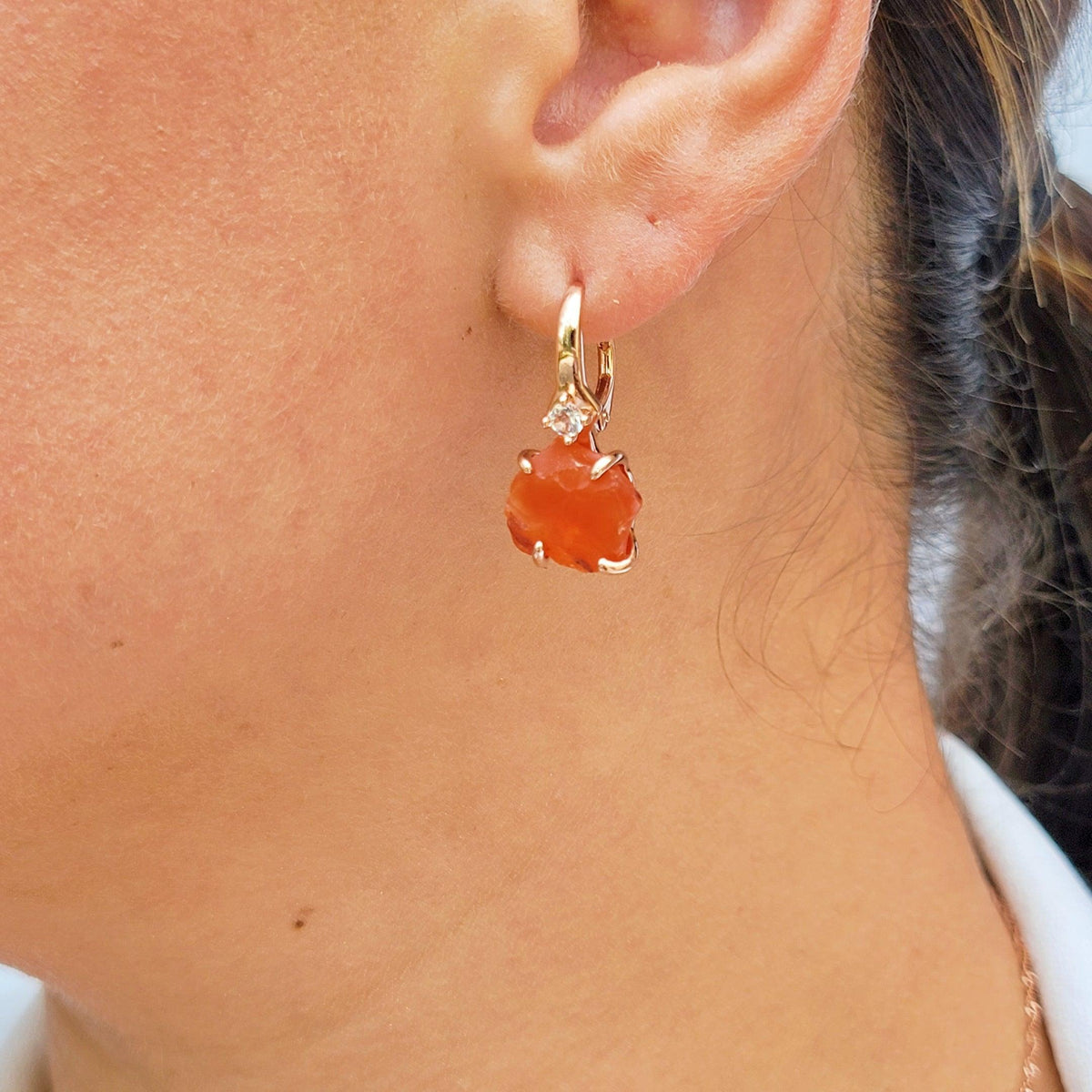 Raw Carnelian Drop Earrings - Uniquelan Jewelry