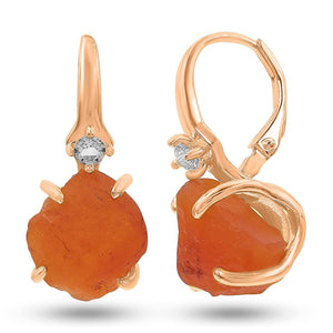 Raw Carnelian Drop Earrings - Uniquelan Jewelry