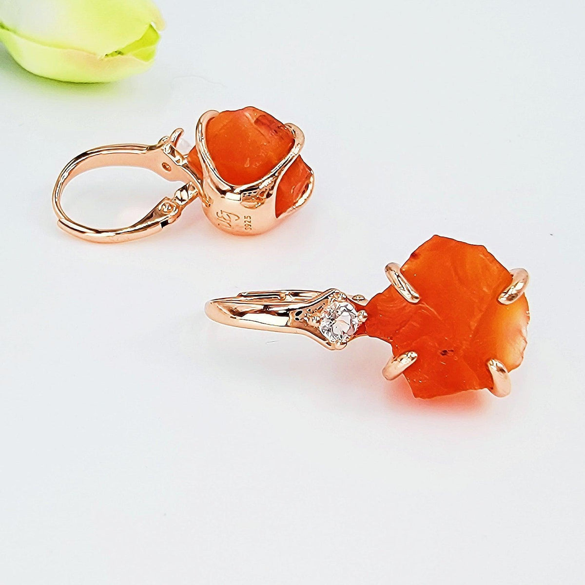 Raw Carnelian Drop Earrings - Uniquelan Jewelry