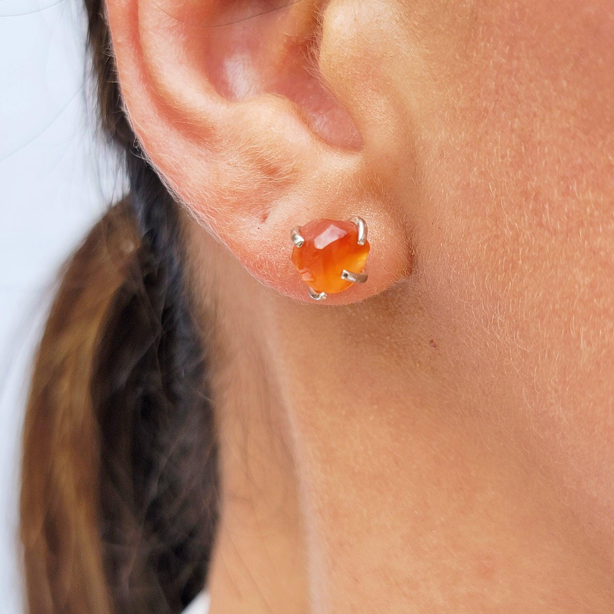 Raw Carnelian Necklace and Stud Set - Uniquelan Jewelry