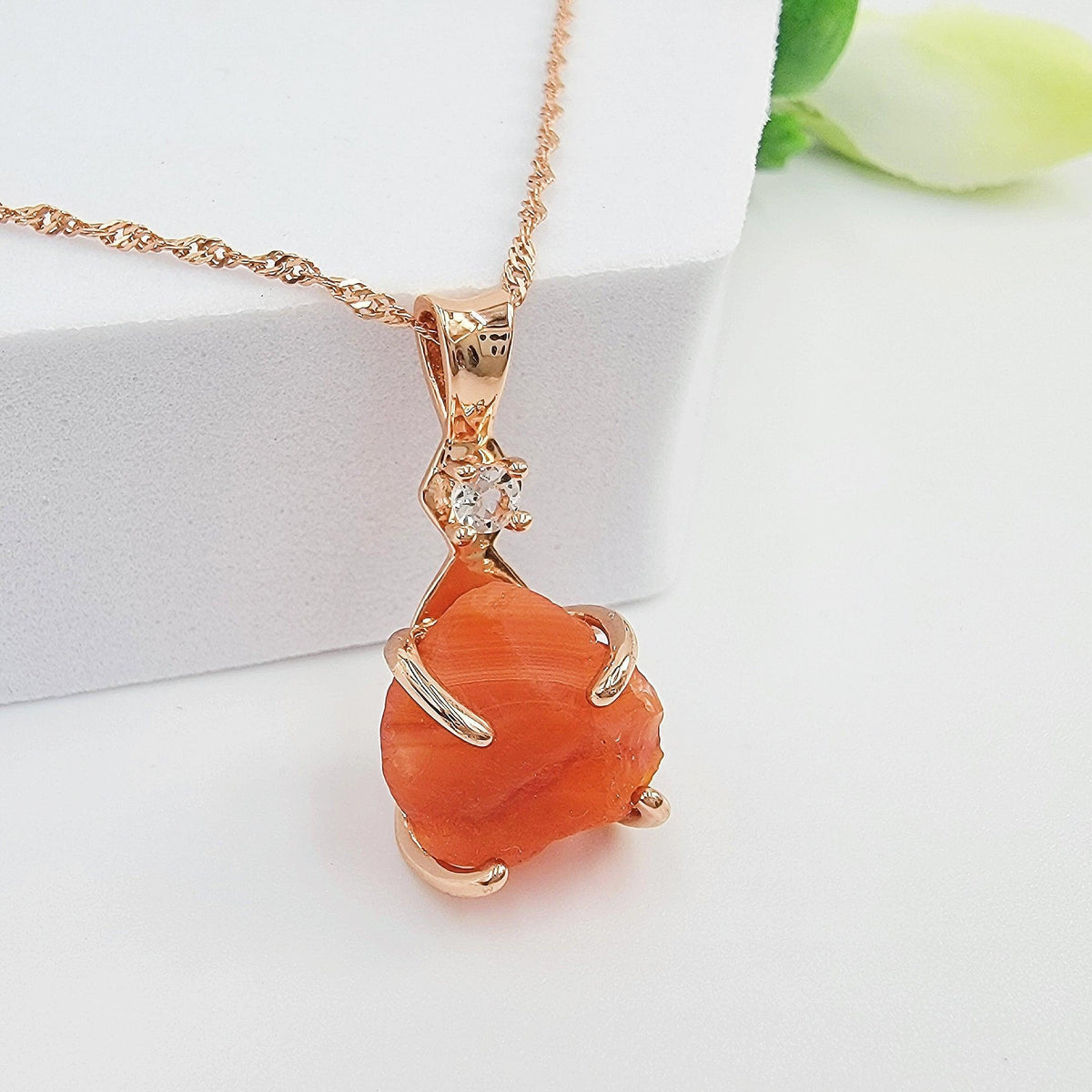 Raw Carnelian Necklace - Uniquelan Jewelry
