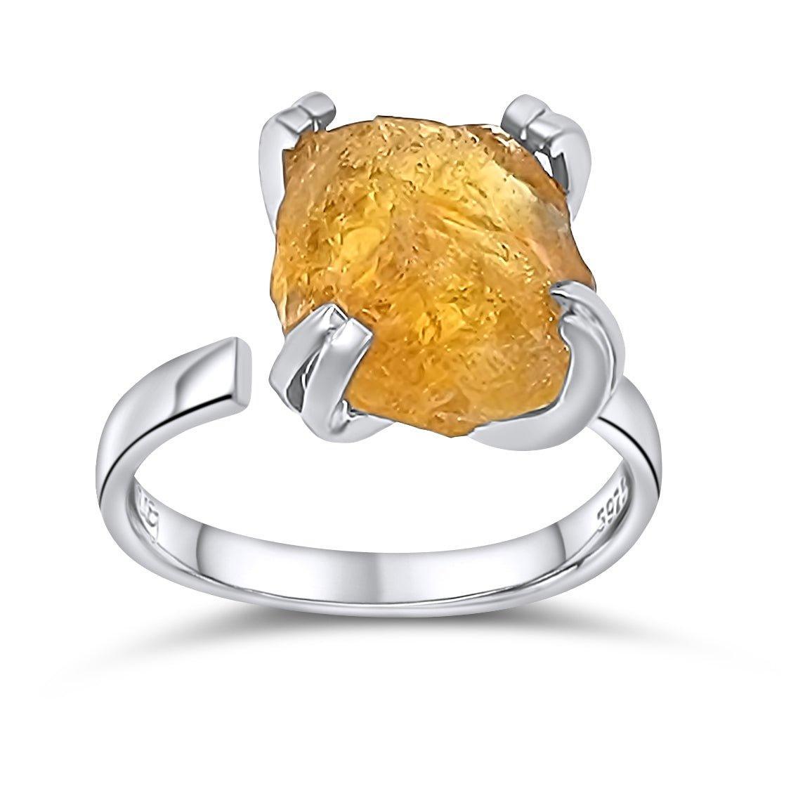 Raw Citrine Adjustable Ring - Uniquelan Jewelry