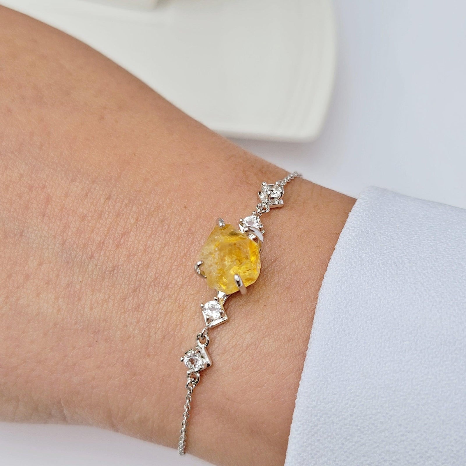 Raw Citrine Bracelet and Ring Set