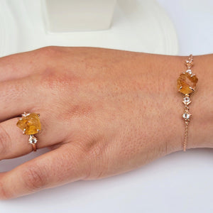 Raw Citrine Bracelet and Ring Set - Uniquelan Jewelry