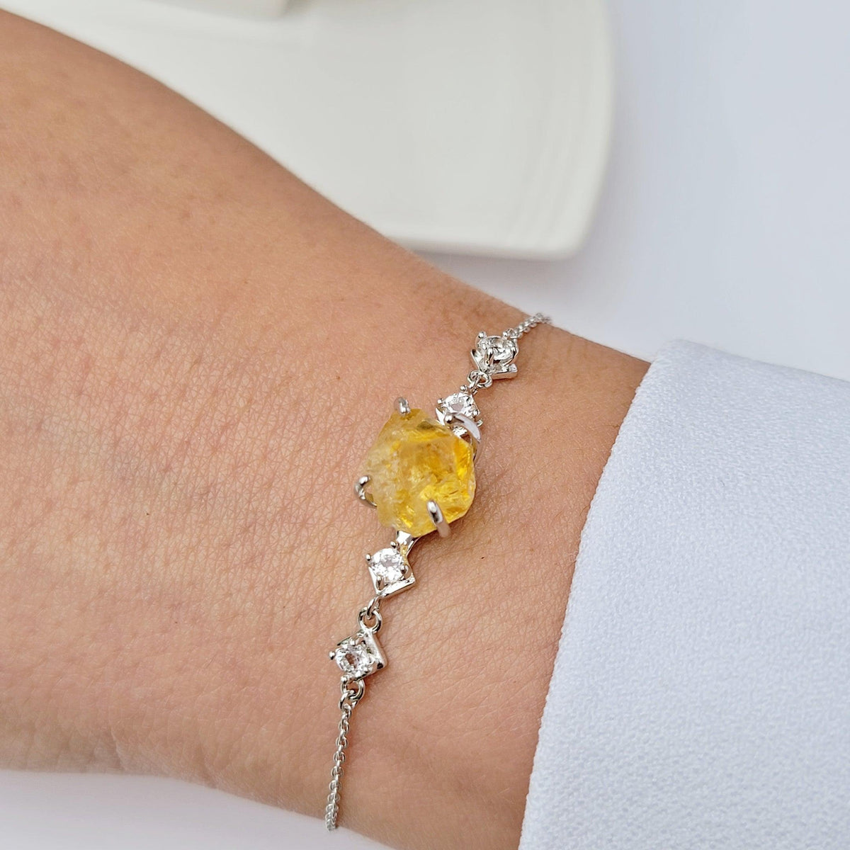 Raw Citrine Chain Bracelet - Uniquelan Jewelry