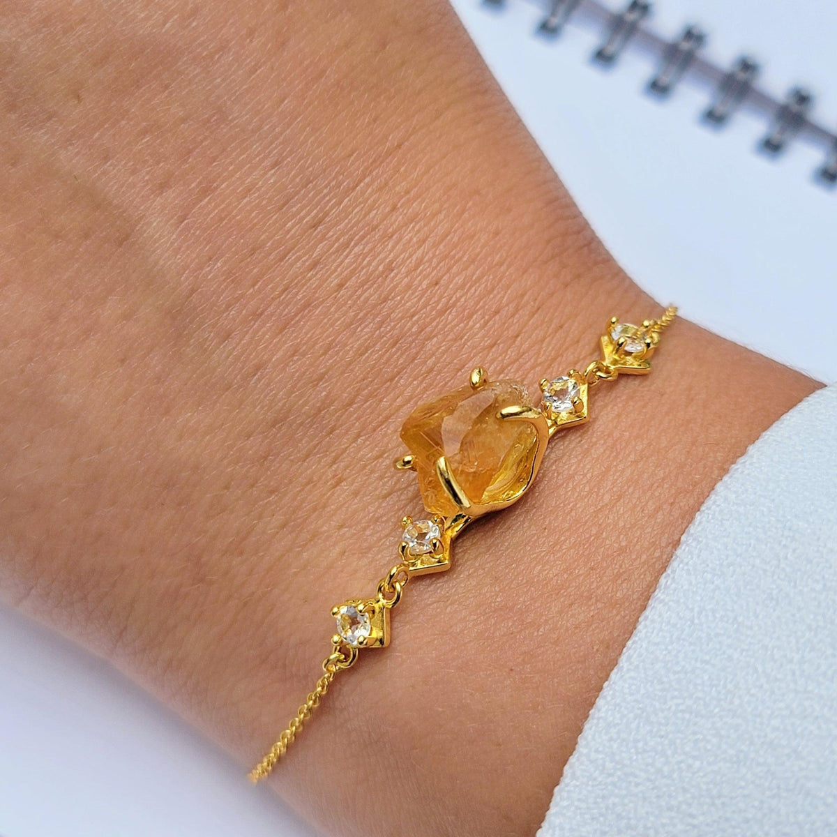Raw Citrine Chain Bracelet - Uniquelan Jewelry