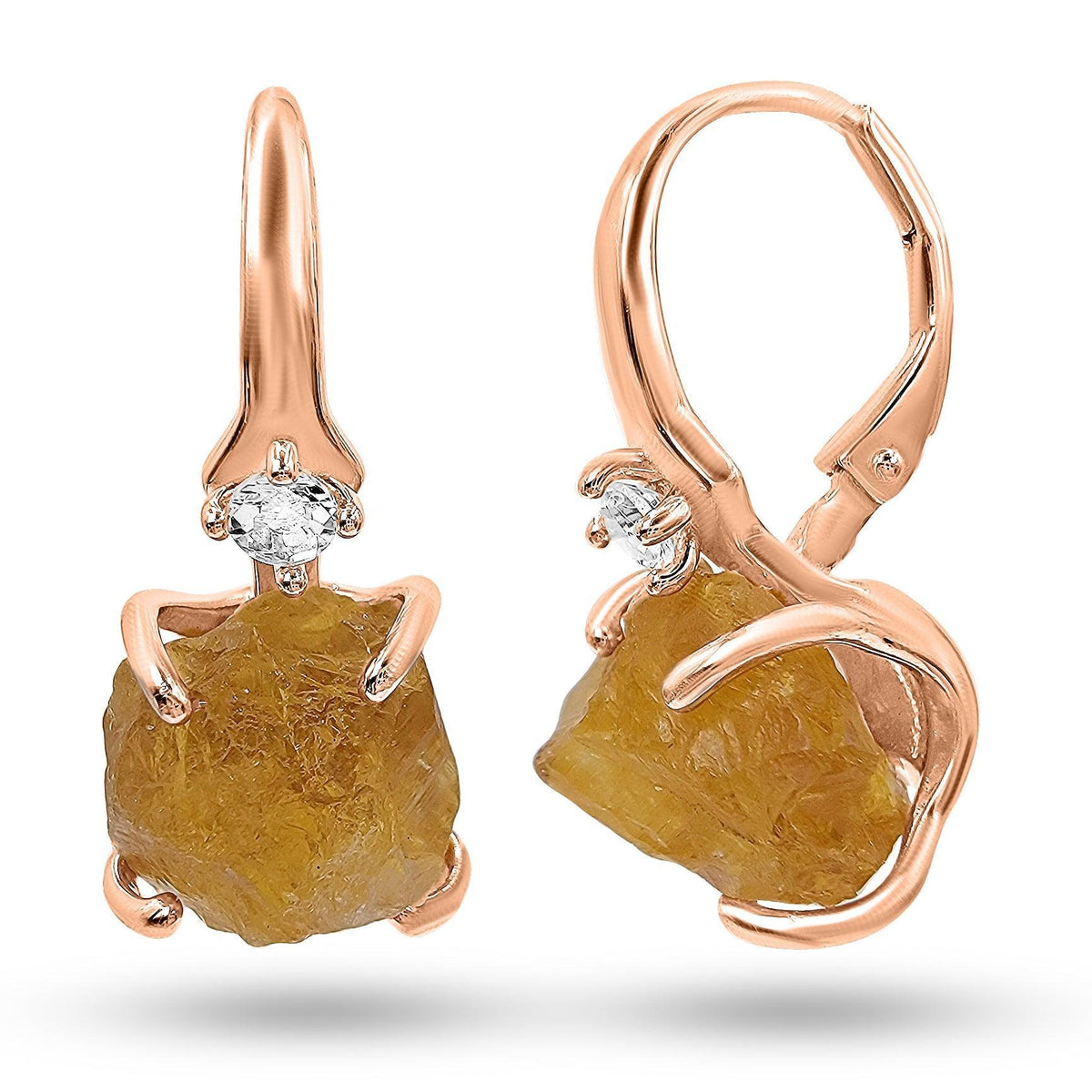 Raw Citrine Crystal Drop Earrings - Uniquelan Jewelry