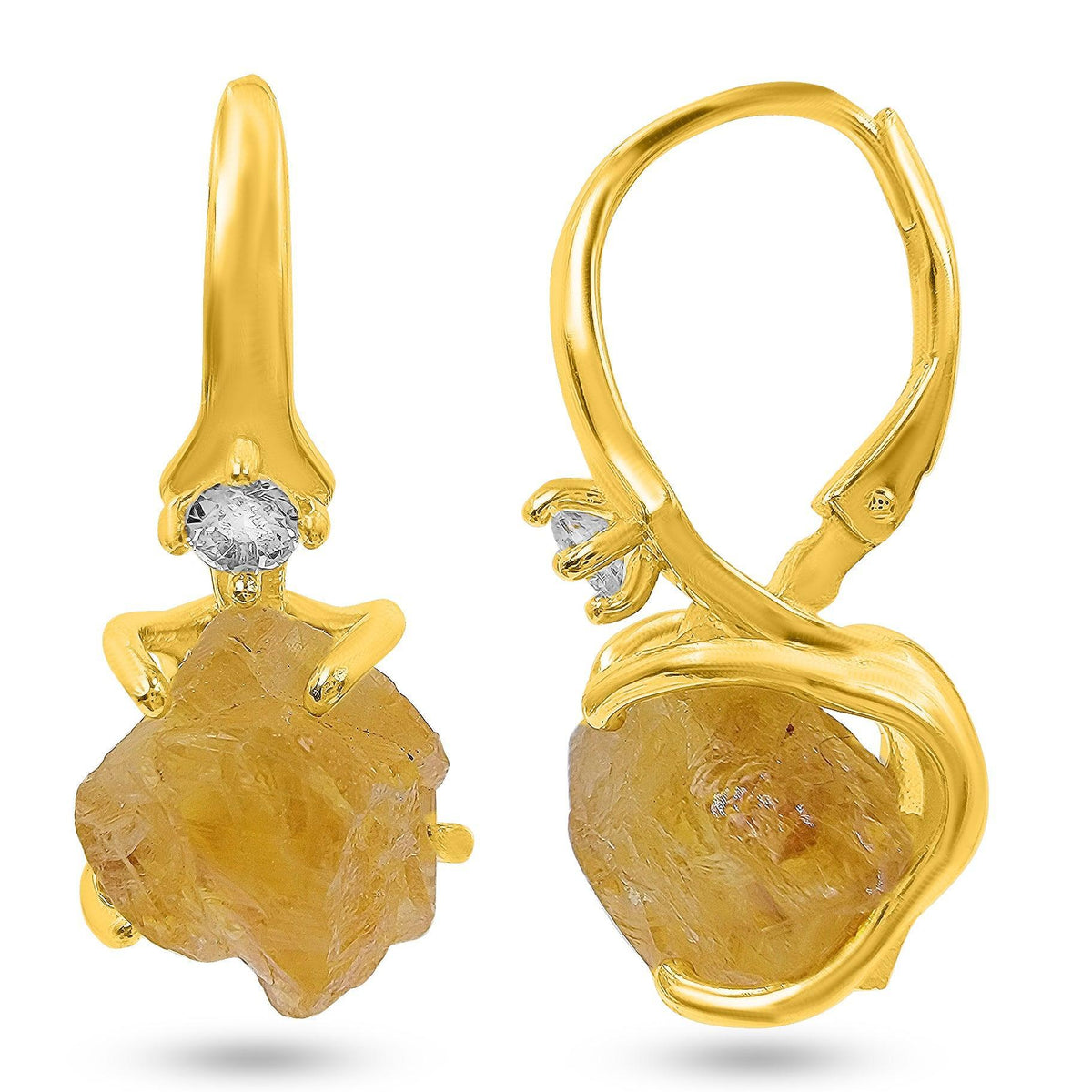 Raw Citrine Crystal Drop Earrings - Uniquelan Jewelry