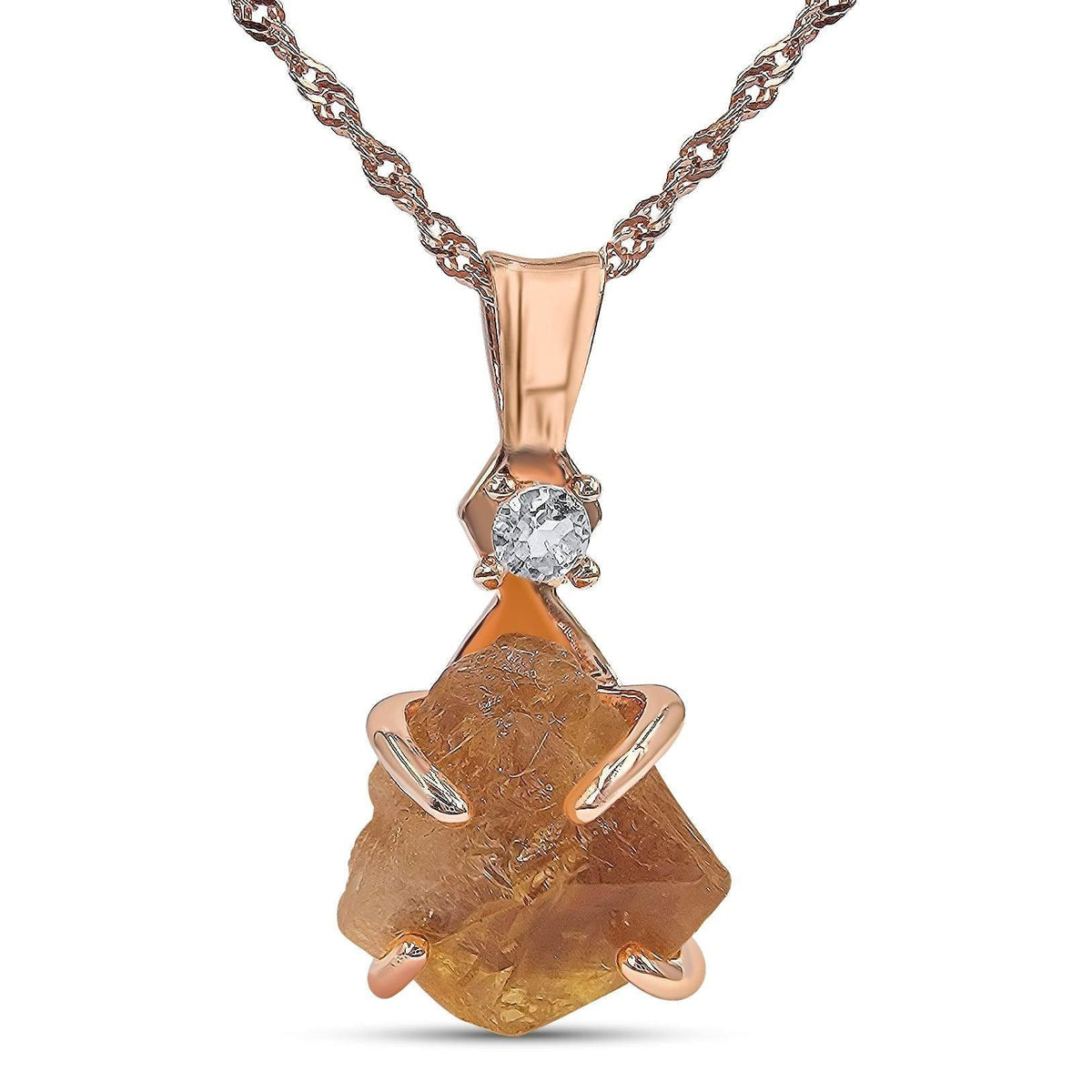 Raw Citrine Crystal Necklace - Uniquelan Jewelry