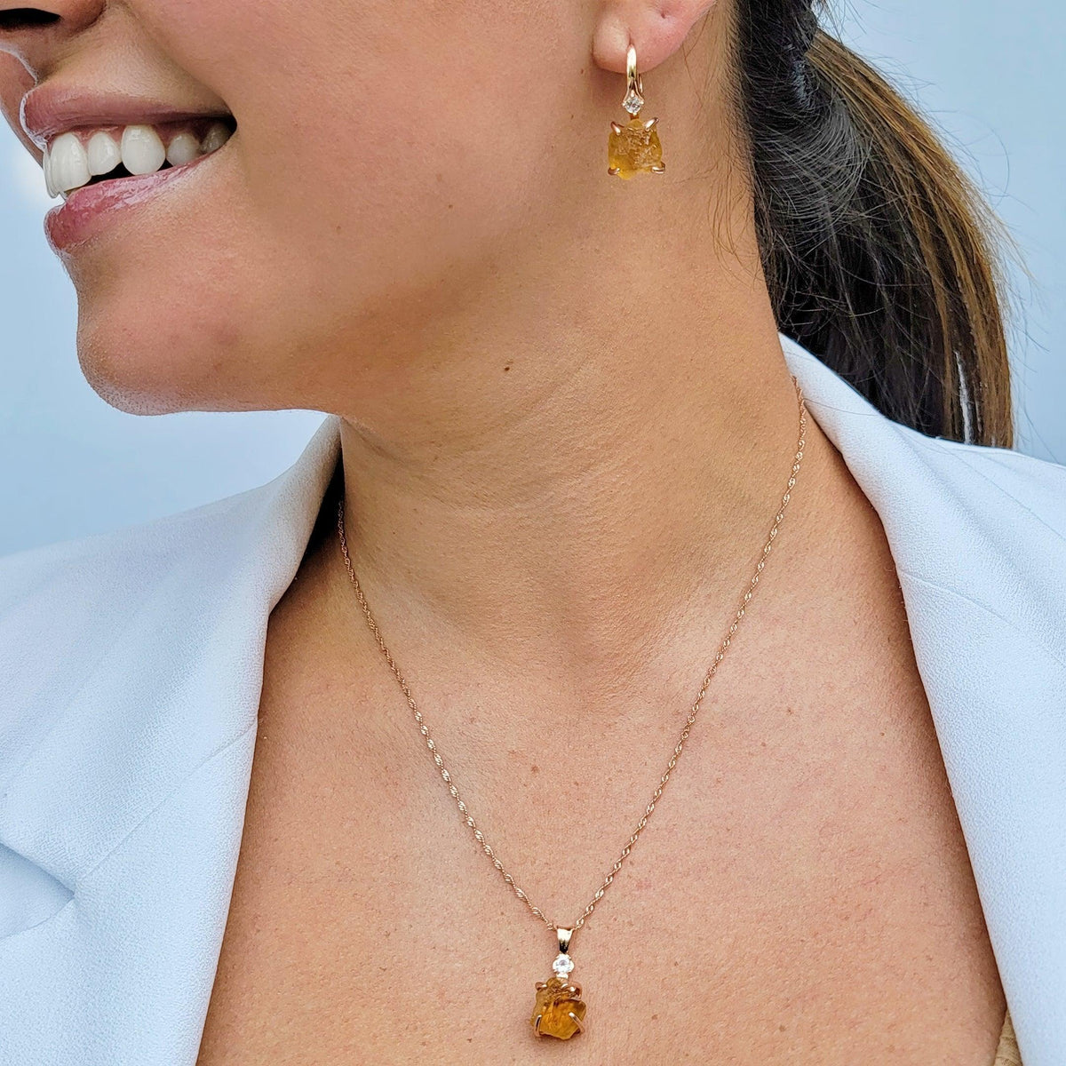 Raw Citrine Crystal Necklace - Uniquelan Jewelry