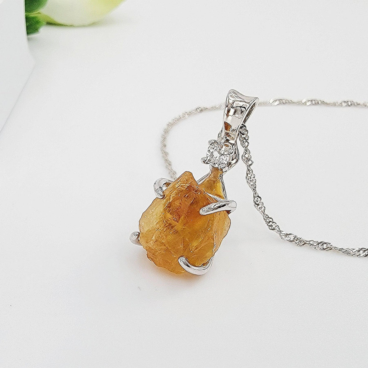 Raw Citrine Crystal Necklace - Uniquelan Jewelry