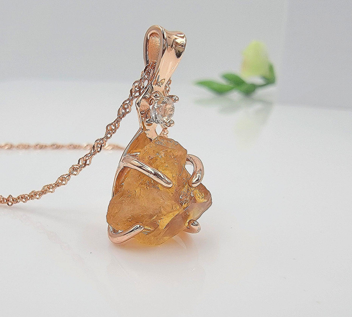 Raw Citrine Crystal Necklace - Uniquelan Jewelry