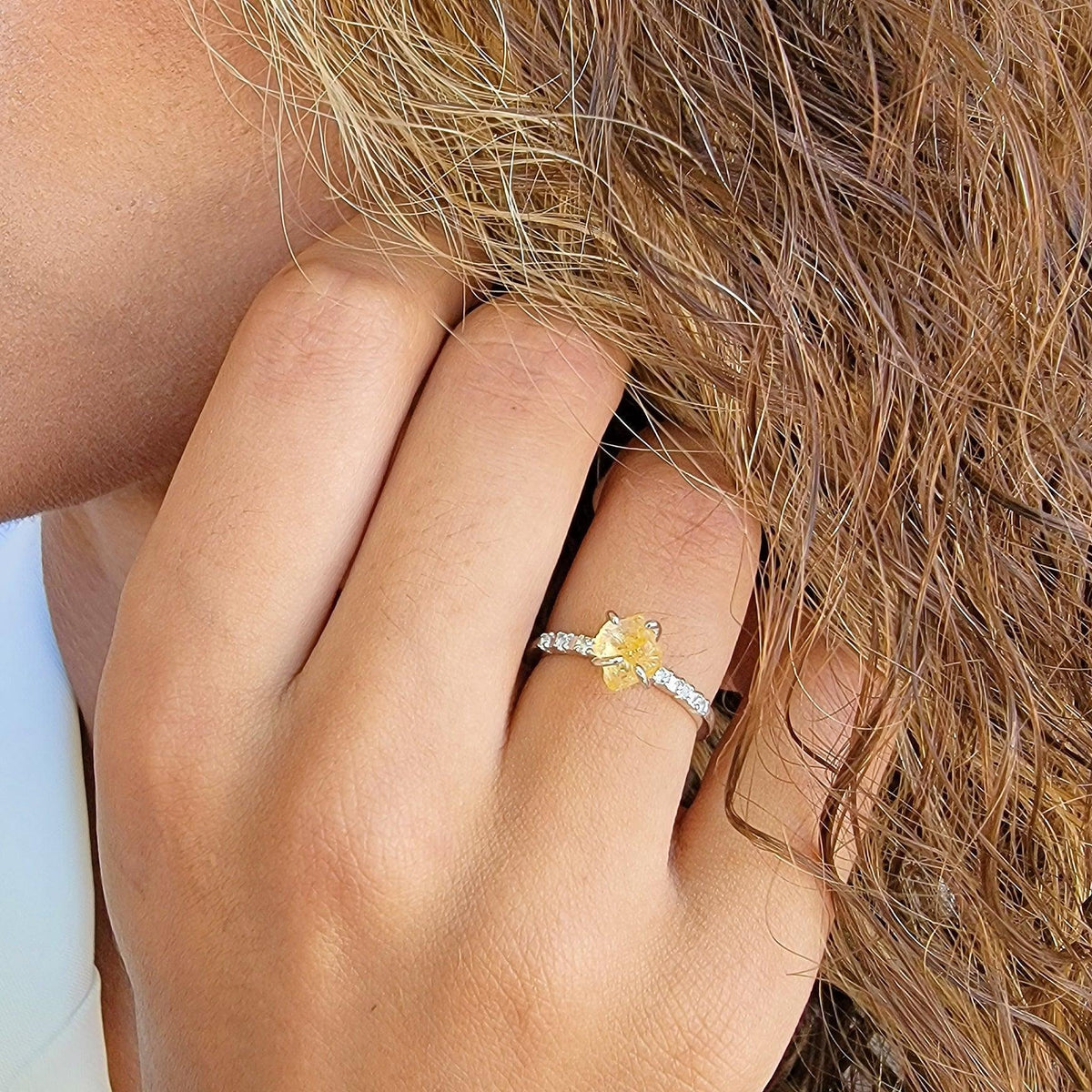 Raw Citrine Crystal Ring - Uniquelan Jewelry