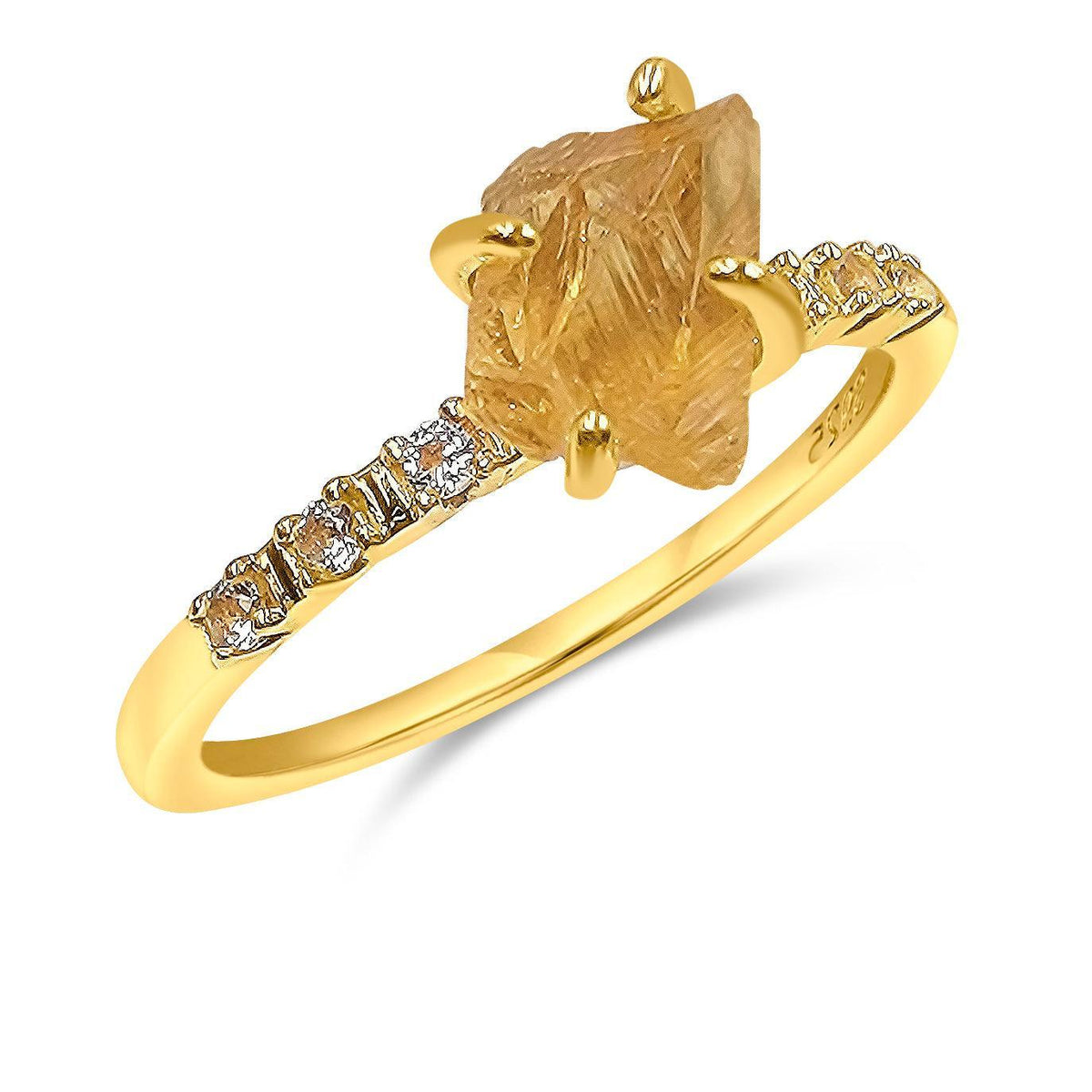 Raw Citrine Crystal Ring - Uniquelan Jewelry