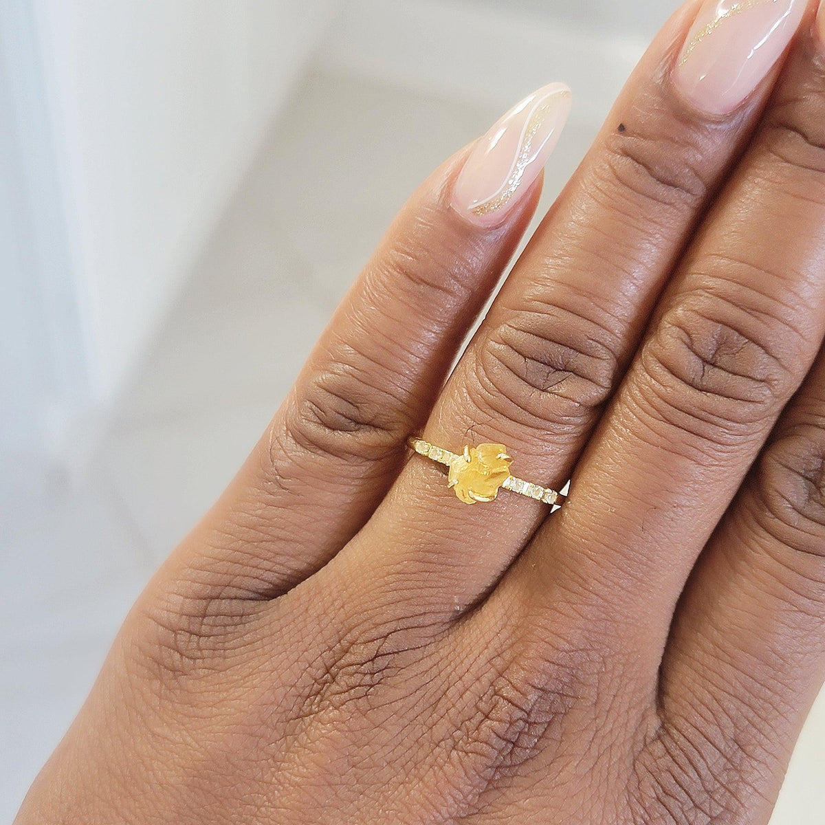 Raw Citrine Crystal Ring - Uniquelan Jewelry