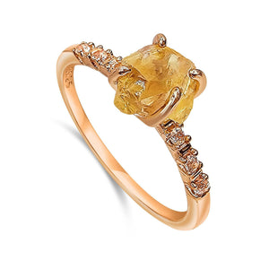 Raw Citrine Crystal Ring - Uniquelan Jewelry