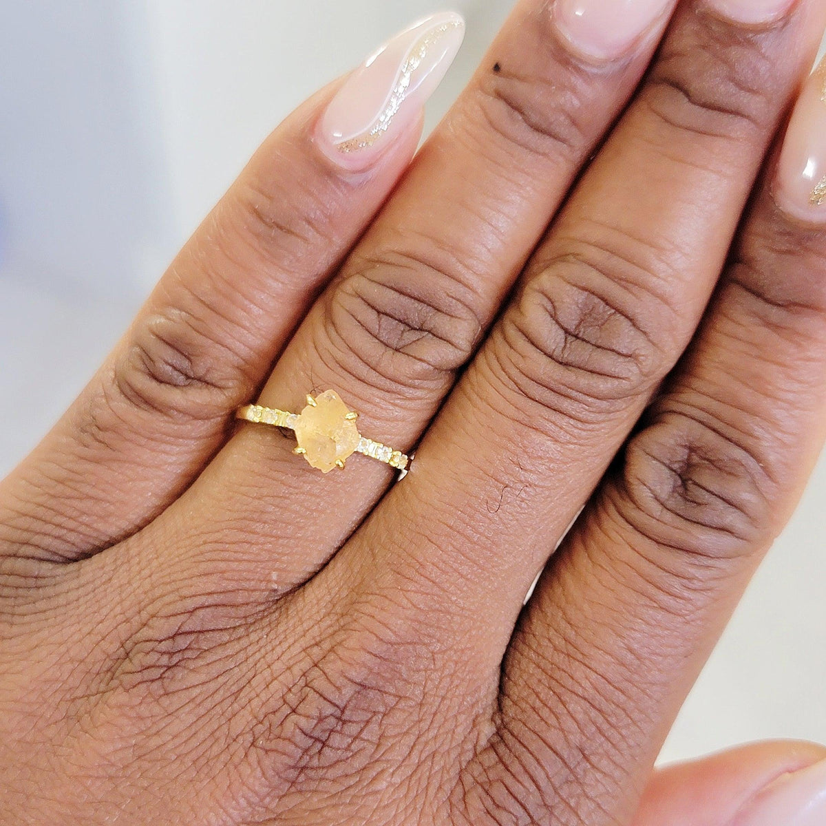 Raw Citrine Crystal Ring - Uniquelan Jewelry