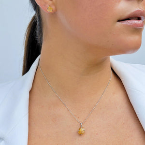 Raw Citrine Necklace and Stud Earrings Set - Uniquelan Jewelry