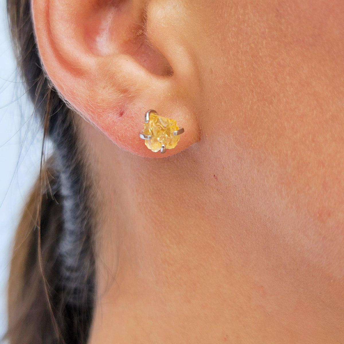 Raw Citrine Necklace and Stud Earrings Set - Uniquelan Jewelry