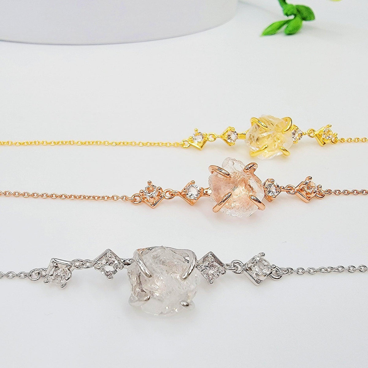 Raw Clear Quartz Chain Bracelet - Uniquelan Jewelry