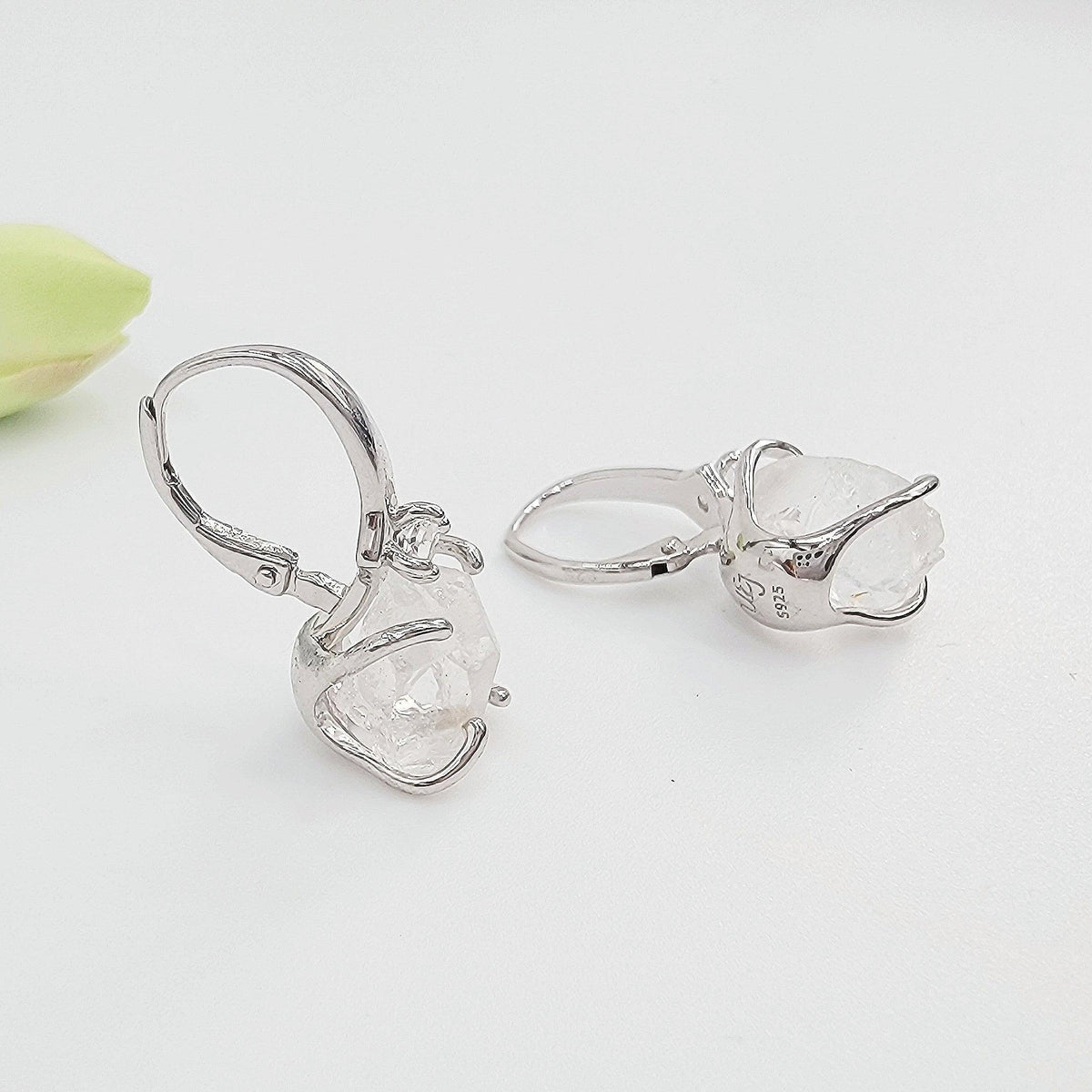 Raw Clear Quartz Drop Earrings - Uniquelan Jewelry