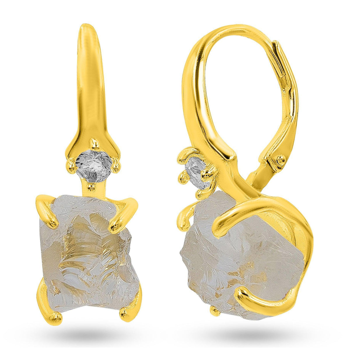 Raw Clear Quartz Drop Earrings - Uniquelan Jewelry