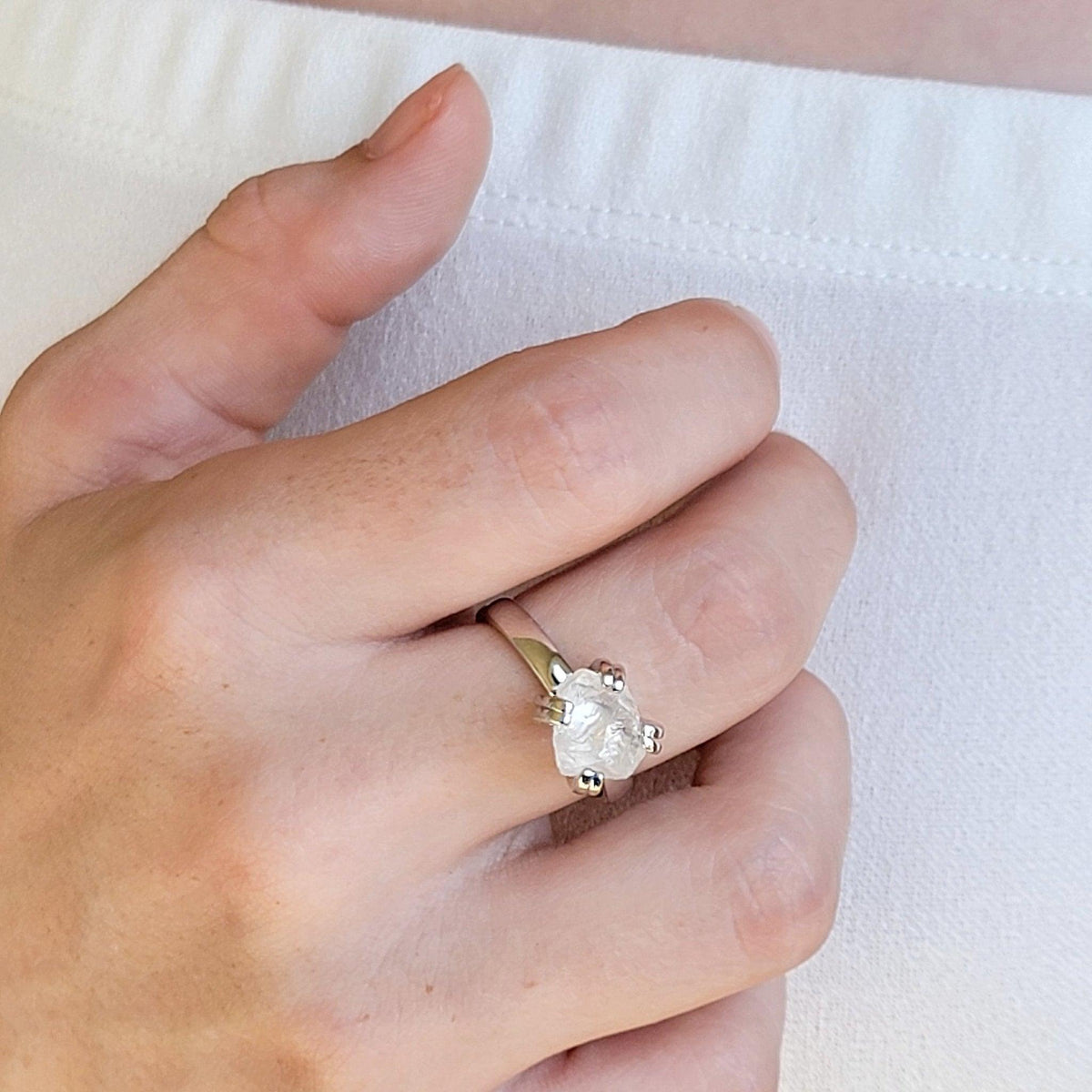 Raw Clear Quartz Ring - Uniquelan Jewelry