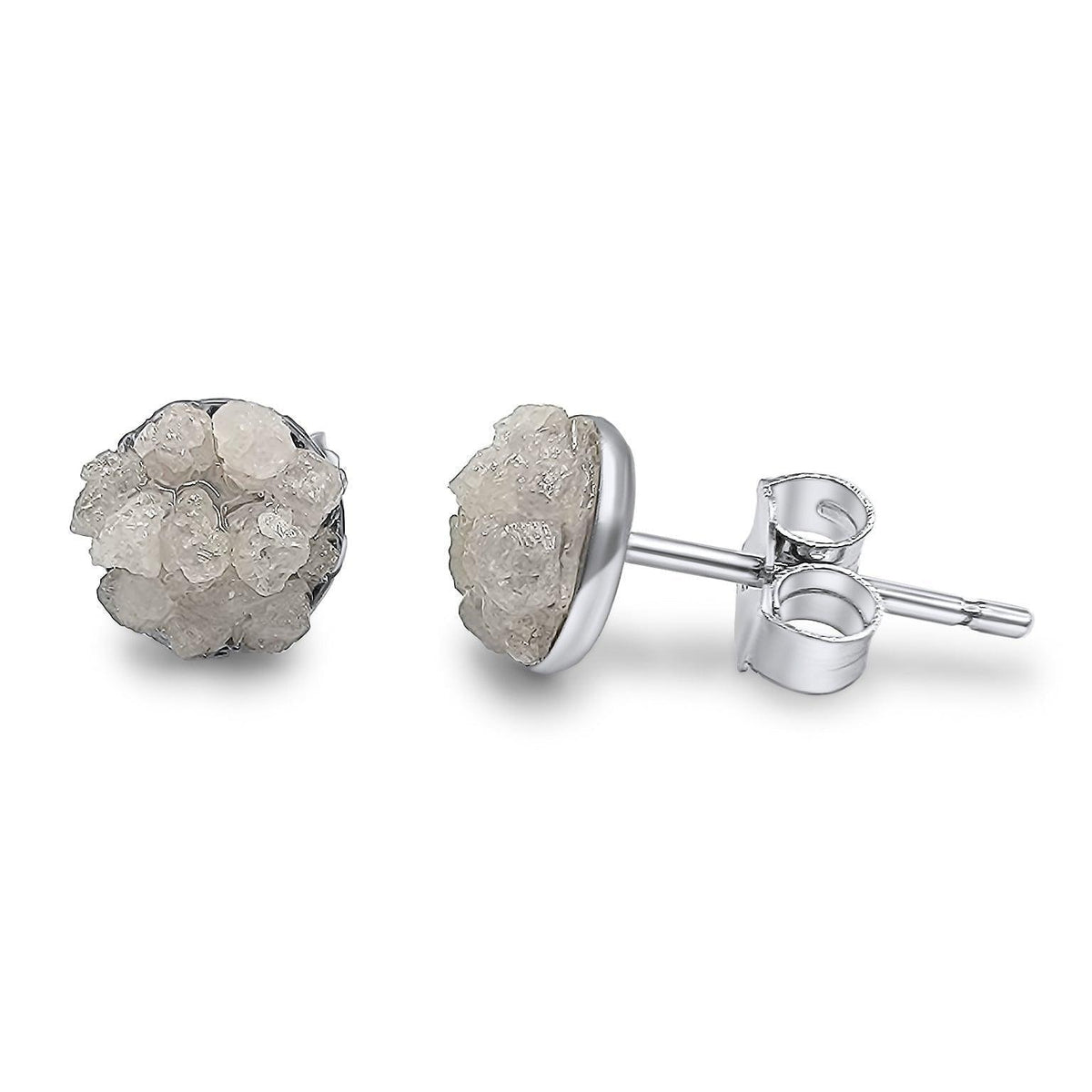 Raw Diamond Cluster Stud Earrings - Uniquelan Jewelry