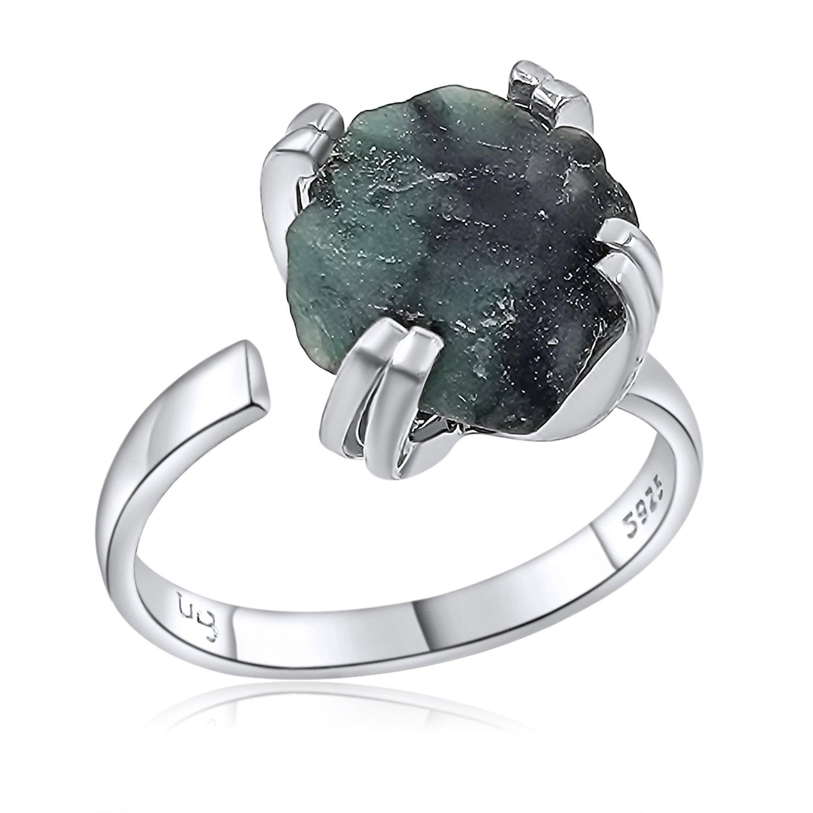 Raw Emerald Adjustable Ring - Uniquelan Jewelry