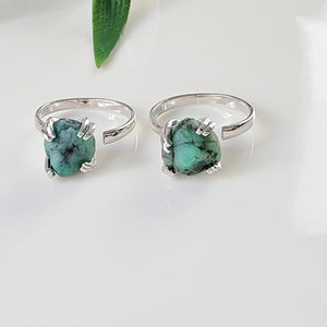 Raw Emerald Adjustable Ring - Uniquelan Jewelry