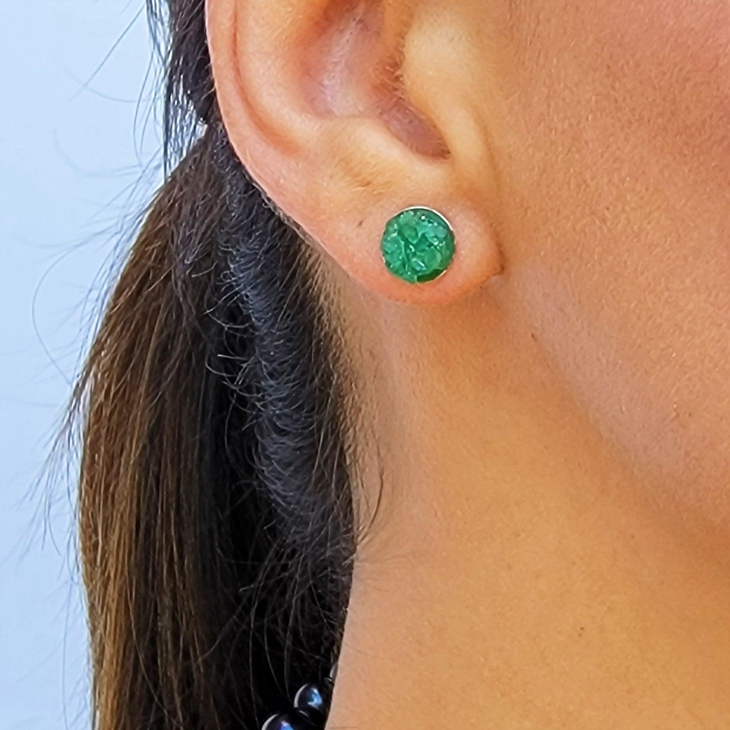 Raw emerald clusters stud earrings - Uniquelan Jewelry