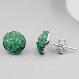 Raw emerald clusters stud earrings - Uniquelan Jewelry