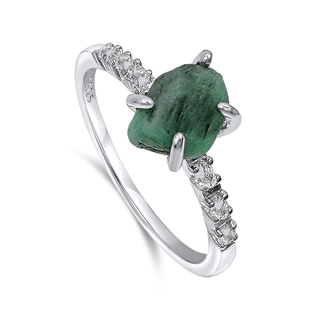 Raw emerald Dainty Ring - Uniquelan Jewelry