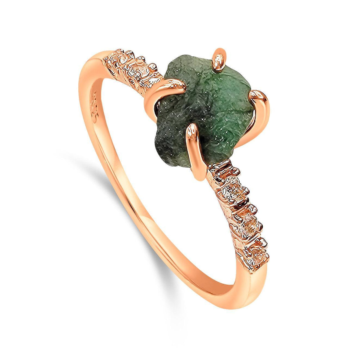 Raw emerald Dainty Ring - Uniquelan Jewelry