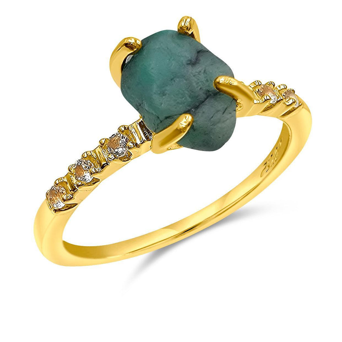 Raw emerald Dainty Ring - Uniquelan Jewelry