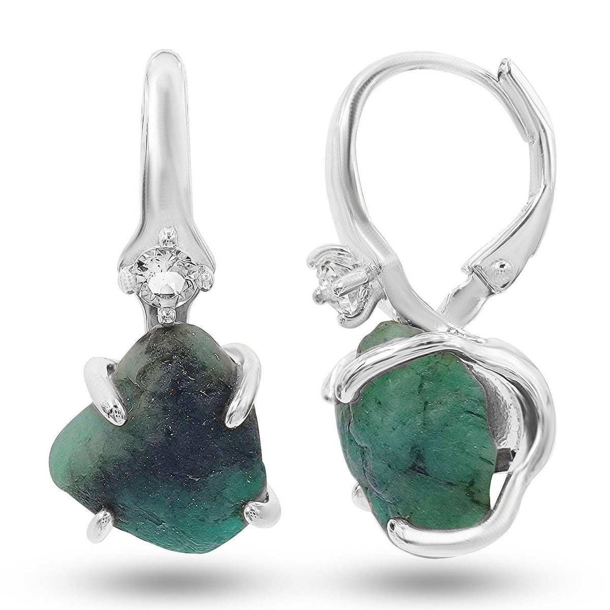 Raw Emerald Drop Earrings - Uniquelan Jewelry