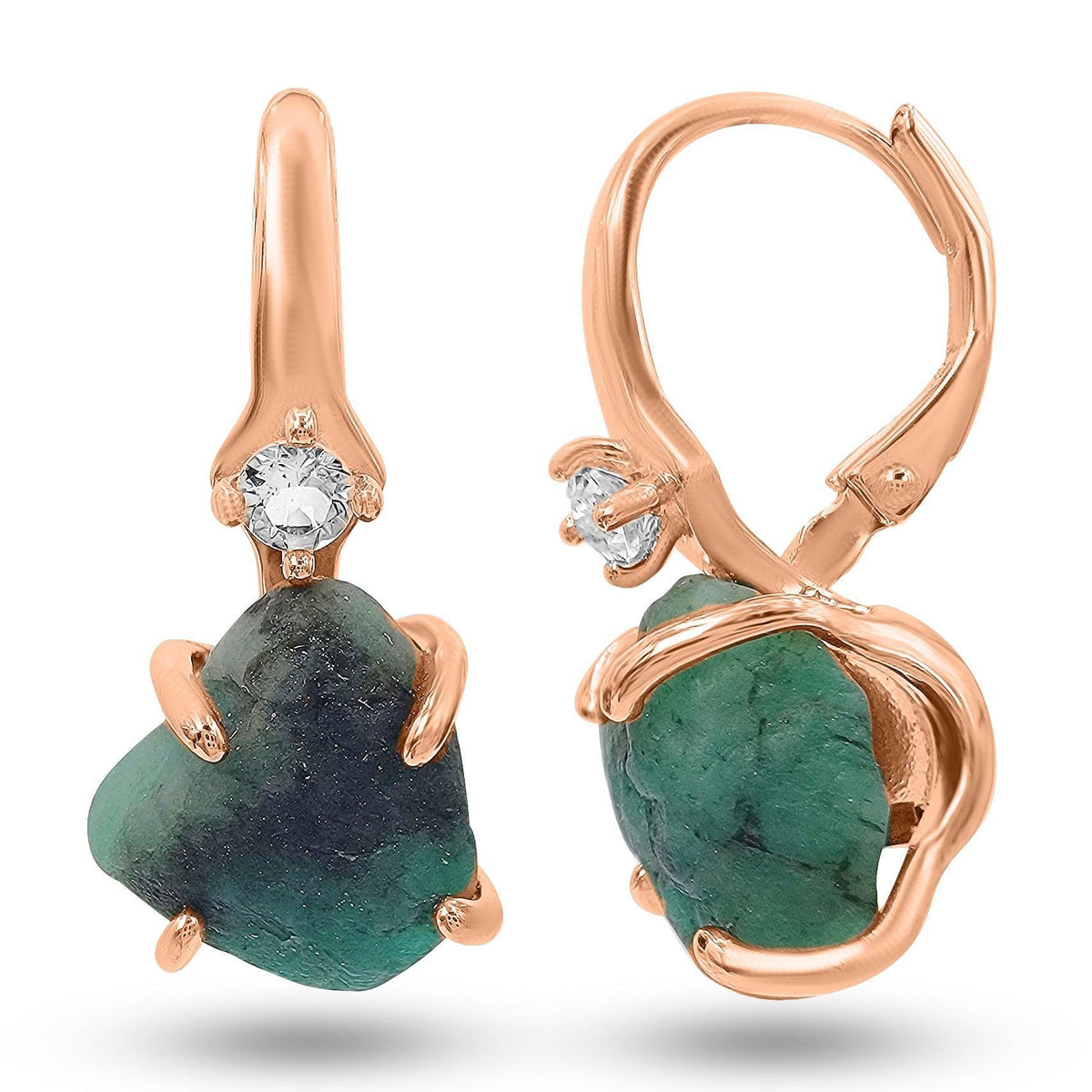Raw Emerald Drop Earrings - Uniquelan Jewelry