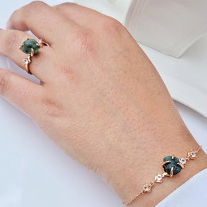 Raw Emerald Ring and Bracelet Set - Uniquelan Jewelry