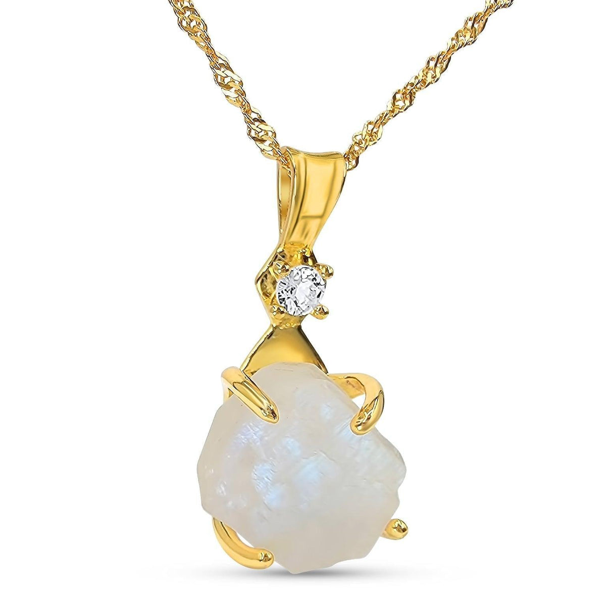 Raw Flashy Moonstone Necklace - Uniquelan Jewelry