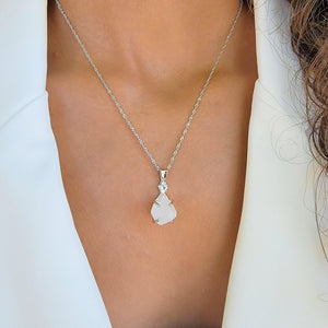 Raw Moonstone Necklace Earrings Set - Uniquelan Jewelry