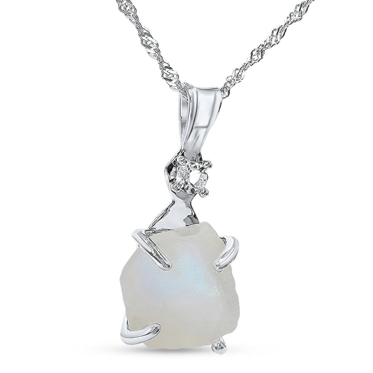 Raw Moonstone Necklace Earrings Set - Uniquelan Jewelry