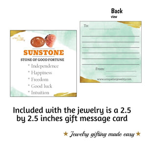 Raw Sunstone Necklace Drop Earrings Set - Uniquelan Jewelry