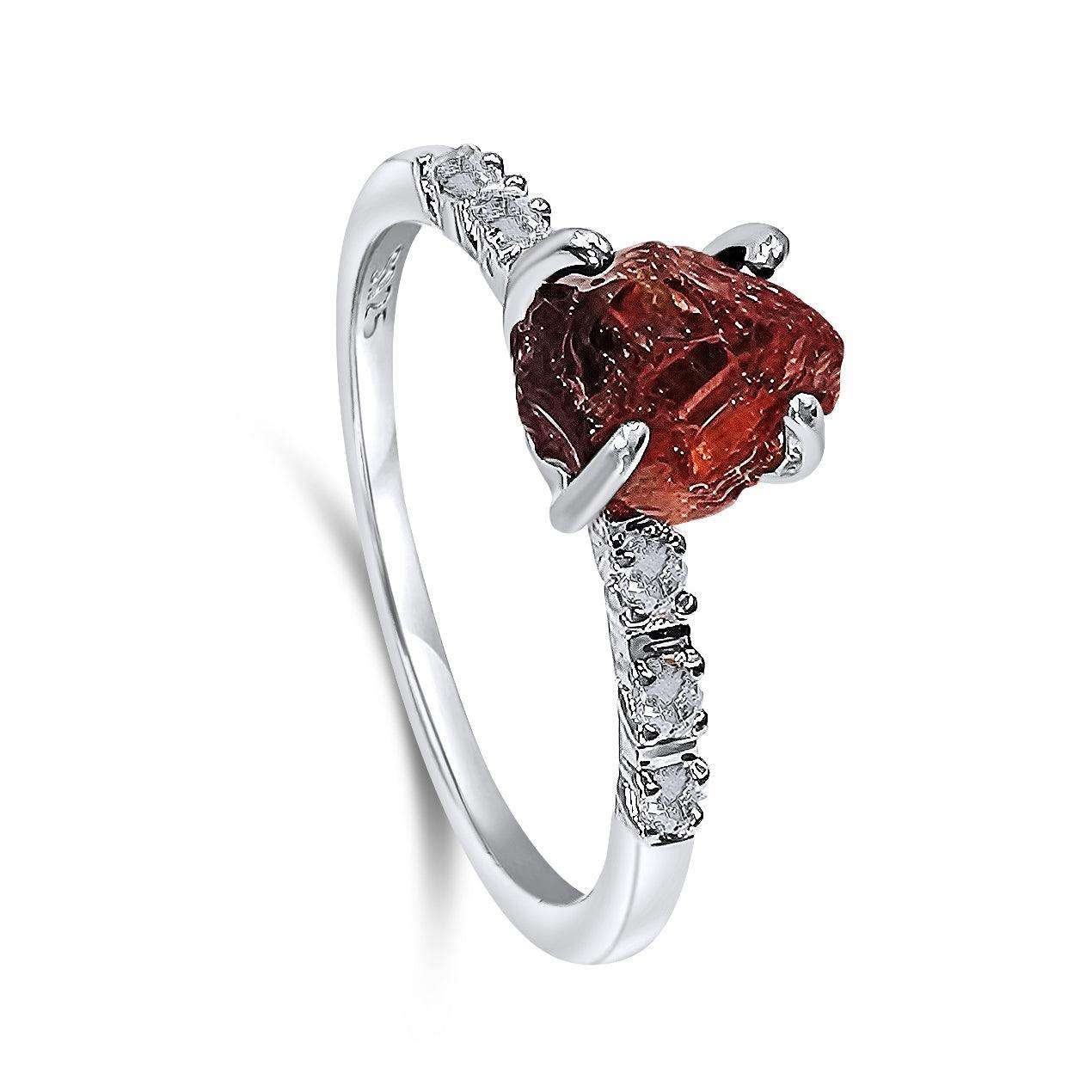 Raw Garnet Crystal Ring - Uniquelan Jewelry
